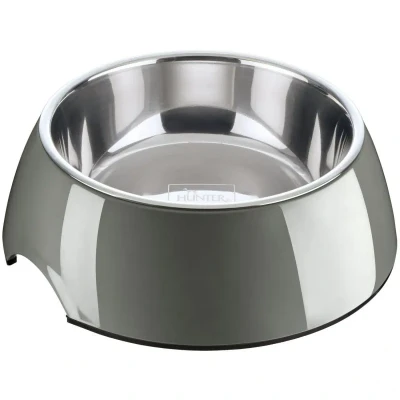 Abbildung von HUNTER Melamin Napf, Futternapf, Trinknapf für Hunde und Katzen, herausnehmbarer Edelstahlnapf, 160 ml, grau