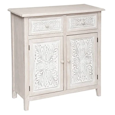 Abbildung von Atmosphera 2 türiges Sideboard Hina gebleichtes Holz Leinen weiß