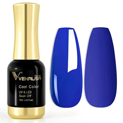 Abbildung von VENALISA UV Nagellack Gellack Blau farben,Gel Nail Polish Soak Off Nägel Farbgel Kit Blue Gel für Nageldesign Maniküre 12ml