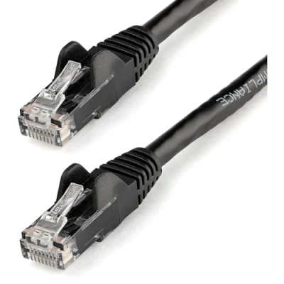 Abbildung von StarTech.com CAT6 Ethernet Kabel, Cat 6 Gigabit 650 MHz, 100 W, PoE, RJ45, UTP, Knickschutz, Zugentlastung, Fluke getestet, Verkabelung ist UL zertifiziert, TIA (N6PATCH75BK), 22,9 m,