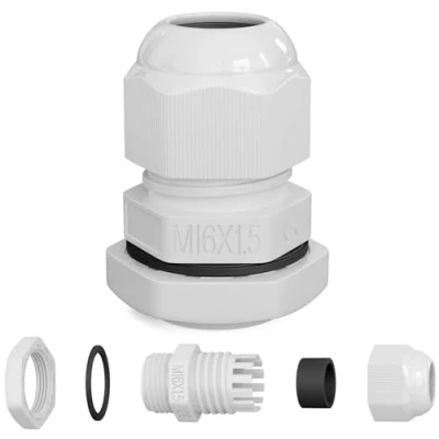 Abbildung von hb digital 10х Kabelverschraubung M16 für 4 8mm Kabeldurchmesser IP68 staub &amp; wasserdicht mit Gummidichtung Gegenmutter Klemmlamellen Stopfbuchse Isolation Kabeleinführung Weiss