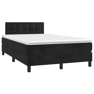 Abbildung von vidaXL Boxspringbett, Doppelbett mit Matratze Matratzenauflage, Bettgestell Lattenrost Kopfteil, Polsterbett Bett für Schlafzimmer, Schwarz 120x190cm Samt