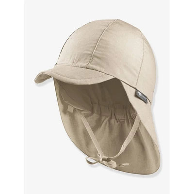 Abbildung von Sterntaler Schirmmütze Nacken Unisex Baby und Kinder Mütze mit Nackenschutz einsteckbaren Ohrenklappen UV Schutz 50+ Sommermütze zum Binden Popeline (Bio) Kopfbedeckung beige, Größe 51