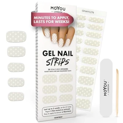 Abbildung von MOYOU LONDON Halbgehärtete UV Gel Strips 20 Stück Nagelfolien Härtend für Maniküre in Salonqualität Heartbeat
