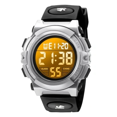 Abbildung von BEN NEVIS Digital Uhren für Kinder Jungen 50 M Wasserdicht Sports Outdoor Digitaluhr Silikon Armbanduhr mit Wecker/Stoppuhr/LED Licht/Stoßfest/Datum,Elektronische Kinderuhren Grau