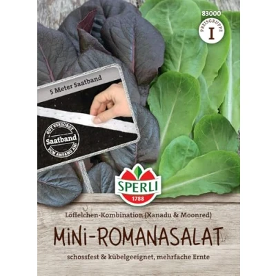 Abbildung von Sperli Mini Romanasalatsamen Löffelchen Kombination, Saatband 83000 schossfest Kübelgeeignet mehrfache Ernte Saatband, Gemüse Pflanzen, Samen