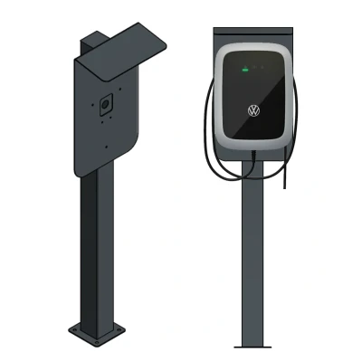 Abbildung von Ladesäule passend für ELLI (VW) Audi, Skoda Wallbox mit Dach Ständer Standfuß Stele