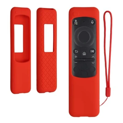 Abbildung von kwmobile Hülle Fernbedienung kompatibel mit Samsung BN59 01432A / 01432J TM2360e Silikon Case für TV Zubehör in Rot