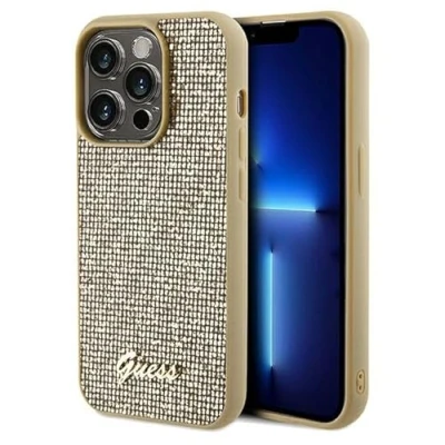 Abbildung von Guess GUHCP14XPMSDGSD Hülle für iPhone 14 Pro Max 6.7&quot; golden hardcase Disco Metal Script