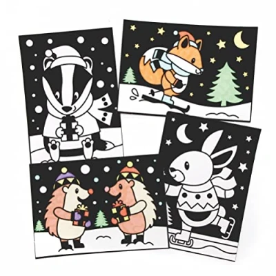 Abbildung von Baker Ross FC284 Winterwald Ausmalbilder, Dekorationen, Filz Bastelbilder zum Selbermachen, Bastelset für Kinder Dekorieren und Präsentieren, 10 Stück
