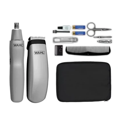 Abbildung von Wahl Bartschneider Travel Kit, 11 teiliges Reiseset mit Barttrimmer und Nasen /Ohrhaarschneider