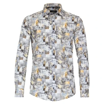 Abbildung von Casamoda Print Casual FIT Hemd, Herren, Größe: Large, Gelb