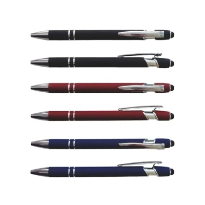 Abbildung von Livepac Office Kugelschreiber 3x Touchpen aus Metall / gummiert je 1x schwarz, rot