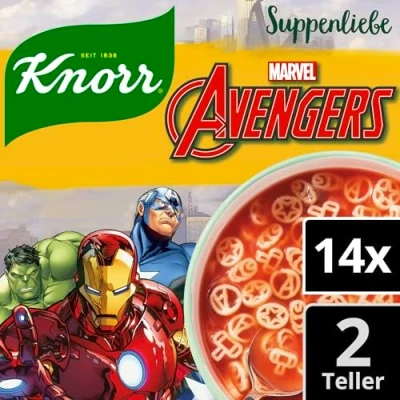 Abbildung von Knorr Suppenliebe Marvel Avengers Suppe leckere schnelle für Kinder und Erwachsene mit natürlichen Zutaten 14x 2 Portionen