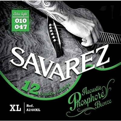 Abbildung von Savarez Saiten 668598 für Akustikgitarre Acoustic Phosphor Bronze Satz A240XL 12 string Extra Light .010