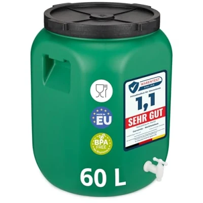 Abbildung von Garronda Weithalsfass 60 Liter Futtertonne mit Deckel ohne Dichtung BPA freier HDPE Futterbehälter für Wasser, Lagerung, Tierfutter, Sauerkraut und Gurken GD 0142