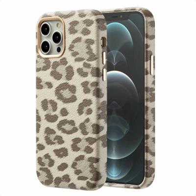 Abbildung von Apple iPhone 12 Pro Hülle MagSafe Kunstleder Selencia Backcover Handyhülle Beige