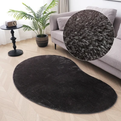 Abbildung von my home Teppich Cali Bean, U förmig, Höhe: 16 mm, besondere Form, Uni, weich, waschbar, Wohnzimmer, Schlafzimmer