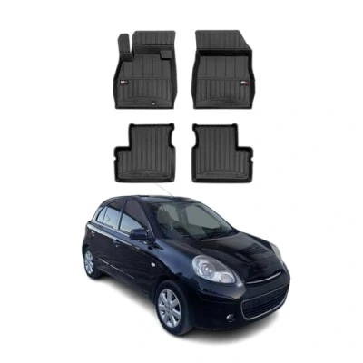 Abbildung von Fußmatten Gummimatten kompatibel mit Nissan Micra IV K13 2010 2016 OMAC Premium 3D Schwarz TPE Gummi