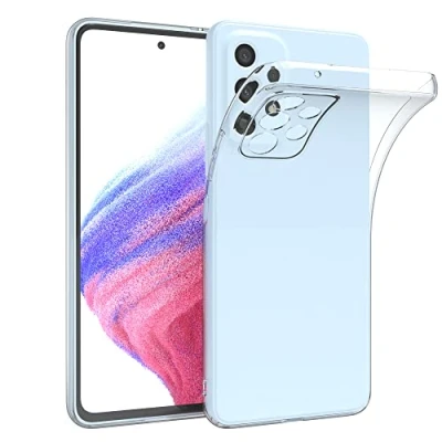 Abbildung von EAZY CASE Hülle kompatibel mit Samsung Galaxy A53 (5G) Schutzhülle Silikon, Ultra dünn, Slimcover, Handyhülle, Silikonhülle, Backcover, Durchsichtig, Klar Transparent
