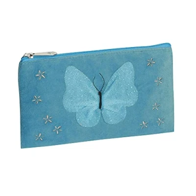 Abbildung von Exacompta 9904982E Federmäppchen, flach, 21 x 12 cm, Schmetterling, Enteneiblau