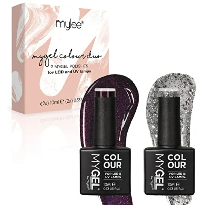 Abbildung von MyGel von MYLEE Christmas Glitter Duo Gel Nagellack Set 2x10ml UV/LED Nail Art Maniküre Pediküre für den Professionellen Einsatz im Wohnzimmer und zu Hause Langlebig Einfach Anzuwenden
