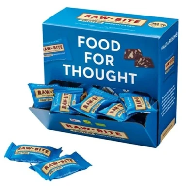 Abbildung von RAWBITE PROTEIN Riegel mit 21g Eiweiß I 45 Bio Proteinriegel in der Office Box Reisprotein, Datteln, Cashews, Vanilla &amp; Kakao Vegan, glutenfrei, laktosefrei enthält natürlichen Zucker x 15g
