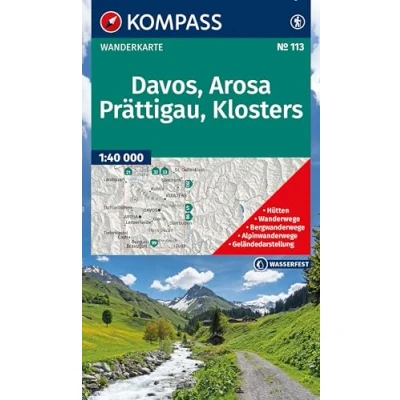 Abbildung von KOMPASS Wanderkarte 113 Davos, Arosa, Prättigau, Klosters 1:40.000: Wander und Fahrradkarte in einem. Mit allen markierten Wanderwegen.