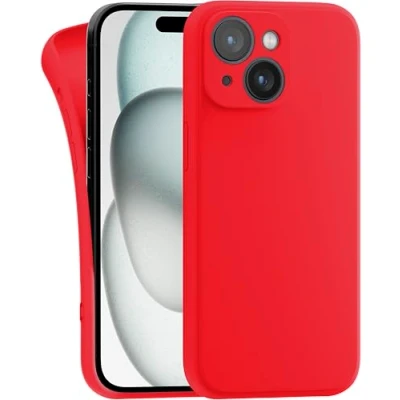 Abbildung von MyGadget Hülle Kompatibel mit iPhone 15 Plus robuste Silikon Schutzhülle TPU Case Slim Silikonhülle Back Cover Kratzfest Handyhülle Matt Rot