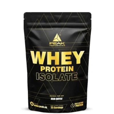 Abbildung von PEAK Whey Protein Isolat 750g Geschmack Iced Coffee I 25 Portionen sehr hoher Proteinanteil aus 100% Molkeprotein zucker &amp; fettarm für Muskelaufbau erhalt