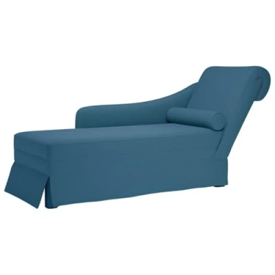 Abbildung von vidaXL Chaiselongue mit Nackenrolle und Rechter Armlehne Blau Samt, Recamiere, Loungesessel, Lounge Sofa, Lounge, Loungesofa, Wohnzimmersofa