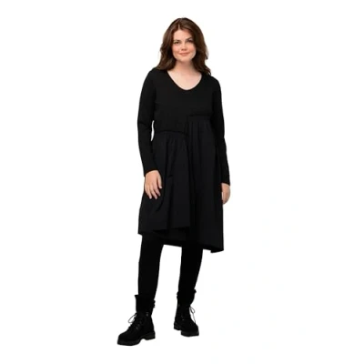 Abbildung von Ulla Popken À COL EN V ET ASYMÉTRIQUE Jerseykleid, Damen, Größe: 42/44, Schwarz
