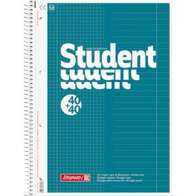 Abbildung von BRUNNEN Collegeblock Student Duo, A4 kariert und liniert, 80 Blatt, 4 fach Lochung, 70 g/m²