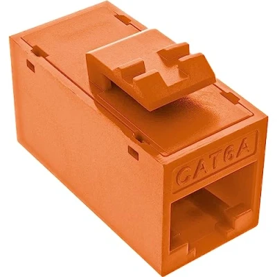 Abbildung von 8er Pack InLine® Keystone RJ45 Buchse/Buchse, ungeschirmt, Cat.6A, orange