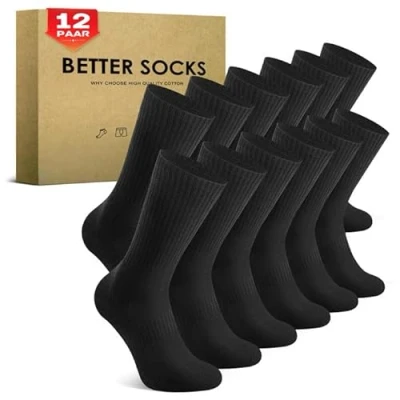 Abbildung von TUUHAW Tennissocken Herren Damen (12 Paar) Sportsocken Gepolstert Laufsocken Schwarz 35 38