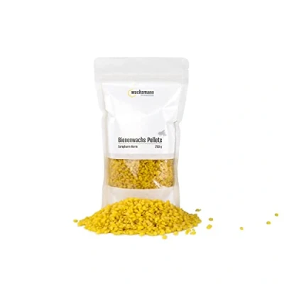 Abbildung von Wachsmann 100% reines Bienenwachs, 250 g Pastillen für Natur Kosmetik, Kerzen, Bienenwachstücher deutsche Qualität Cosmos Natural Zertifiziert