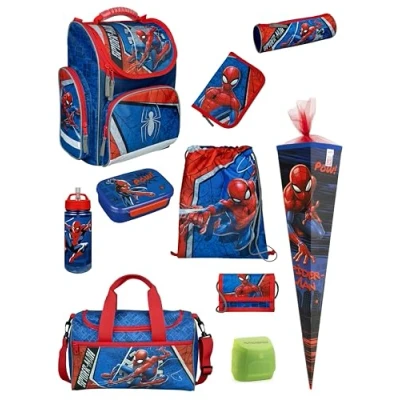 Abbildung von Familando Spiderman Schulranzen 1. Klasse · ergonomischer Tornister Spider Man Schultasche im Set (Komplett mit Schultüte)