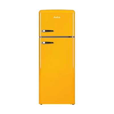 Abbildung von Amica KGC 15633 Y Retro Kühl /Gefrierkombination / Honey Yellow (Gelb) 144cm (H) x 55cm (B) 62cm (T) Design Kühlschrank mit Gefrierfach
