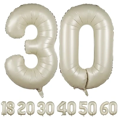 Abbildung von luftballon 30 jahre Beige ballons 40&quot; 101cm Geburtstagsdeko 20 Folienballon Zahl Deko zum Geburtstag fliegt mit Helium für Männer Frauen Geburtstagsparty Jubiläum