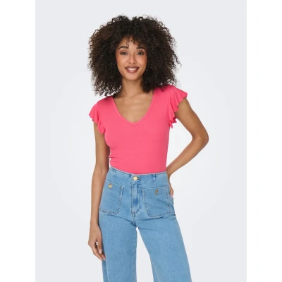 Abbildung von ONLY Onlbelia CAP Sleeve Tshirt basic, Damen, Größe: Large, Camellia rose
