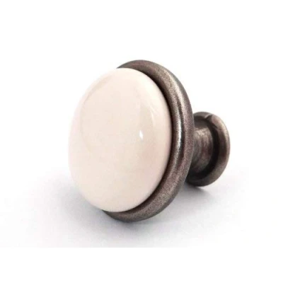 Abbildung von SO TECH® Möbelknopf Porzellanknopf KARI Altsilber mit verschiedenen Dekoren, Dekoren antik vintage Landhausstil incl. Schraube