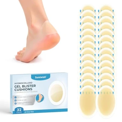 Abbildung von Sumiwish Hydrocolloid Blister Bandages for Feet Extra Cushioning Foot, Toe, &amp; Heel Protection Ideal Prevention Recovery Water Resistant (32 Count, Pack)
