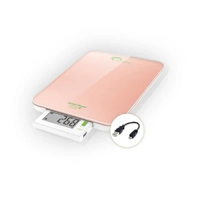 Abbildung von LITTLE BALANCE 8184 Slide 6 USB, Küchenwaage ohne Batterien, USB Anschluss zum Aufladen, Versenkbares Display, 6kg, Perlrosa…