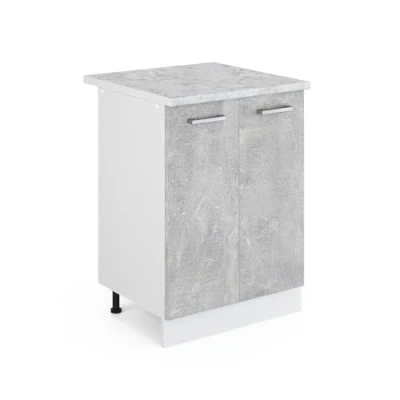 Abbildung von Vicco Küchenunterschrank R Line, Beton/Weiß, 60 cm, AP Marmor