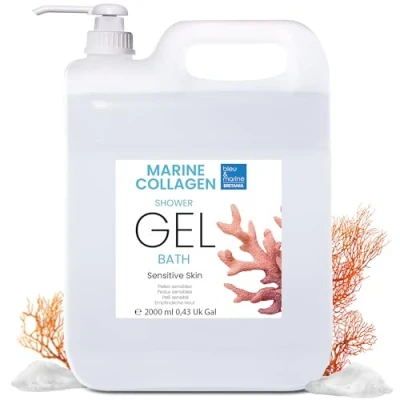 Abbildung von Gel Dusche Kollagen Triple Action: Gesichts , Körper und Haarreiniger. Straffender Anti Aging Effekt. Pflege für atopische, empfindliche trockene Haut 2000 ml