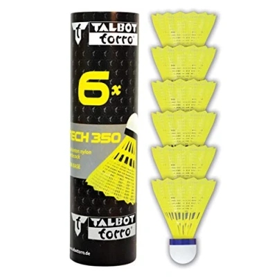 Abbildung von Talbot Torro Badminton Ball TECH 350 6, 6er Dose, Korb: Gelb, Geschwindigkeit Blau Mittel, M