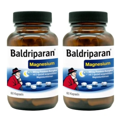 Abbildung von Baldriparan® Magnesium hochdosierter Premium Komplex mit Magnesiumbisglycinat. Vom Nr. 1 pflanzlichen Schlafexperten aus der Apotheke. Hohe Bioverfügbarkeit. Labor geprüft. (120 Stück (2er Pack))