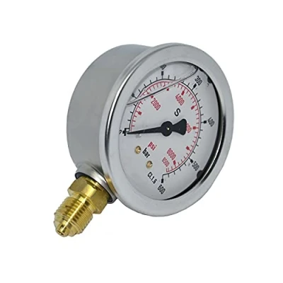 Abbildung von Manometer Glycerin Ø 63 mm senkrecht 1/4&quot; AG Hydraulik Glyzerin Rohrfeder KL 1,6 (0 16bar)
