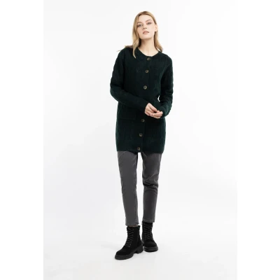Abbildung von Dreimaster Strickjacke mit Knöpfen Damen Dunkelgrün