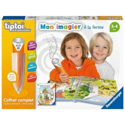 Abbildung von Ravensburger 4005556000357 Coffret complet Lecteur interactif + Livre à la Ferme Animals tiptoi Komplett Set mit interaktivem Lesegerät Buch Mein Imagier auf dem Bauernhof